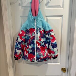 NWT Girls Hurley Coat Pink and Blue Hooded Sz XS 5 / 6 EUC